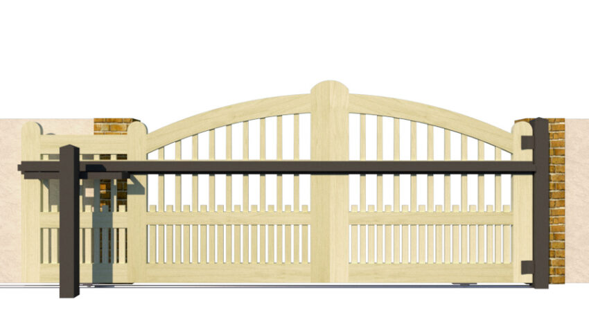 Sliding Gates - Open Panel - Softwood - The Lynmouth - rear