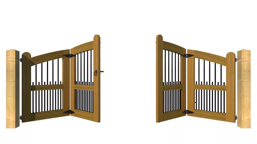 Bi-fold Entrance Gates - The Bibury - Hardwood - open