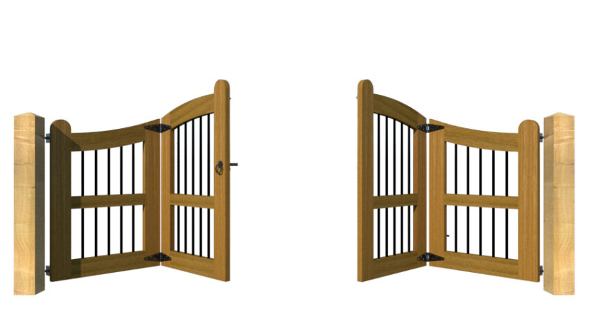 Bi-fold Entrance Gates - The Bodmin - Hardwood - open