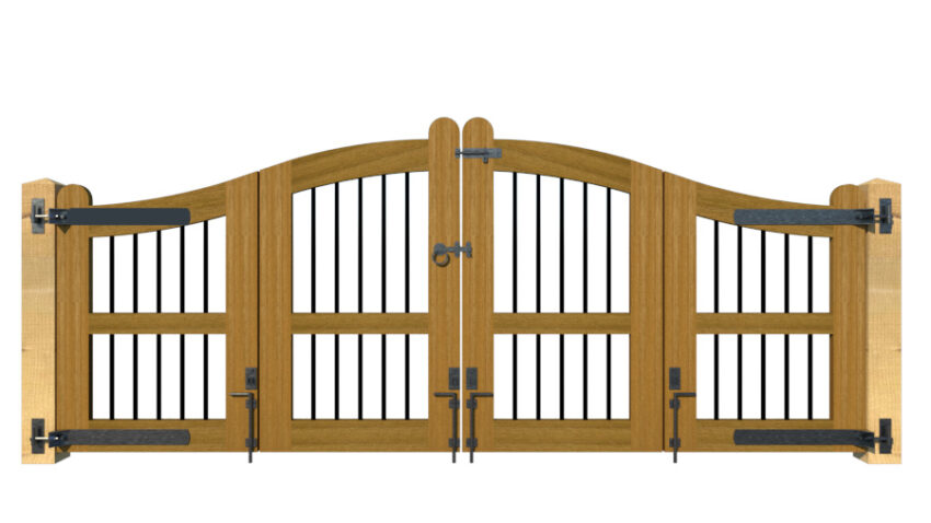 Bi-fold Entrance Gates - The Bodmin - Hardwood - rear