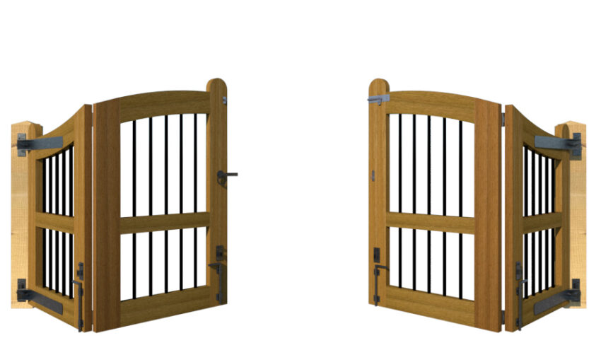 Bi-fold Entrance Gates - The Bodmin - Hardwood - rear open