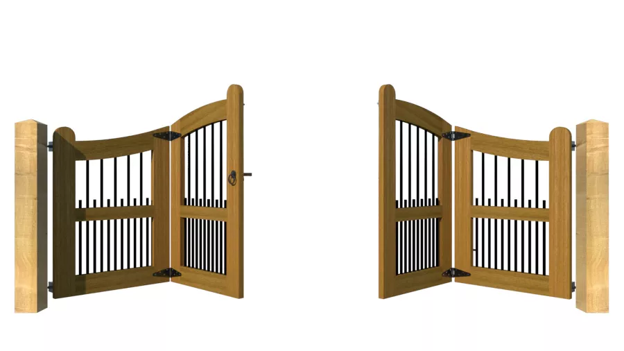 Bi-fold Entrance Gates - The Brunel - Hardwood - open