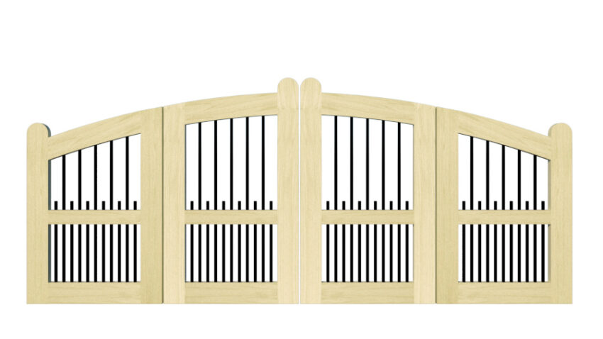 Bibury open panelled bi fold gate pine