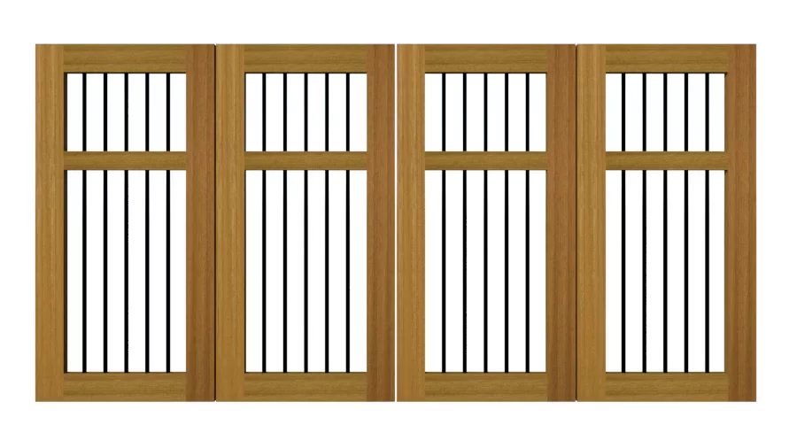 Kingswear open panelled bi fold gate iroko_Scene 1