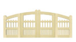 Lynmouth open panelled bi fold gate pine_Bow top with wooden spindles