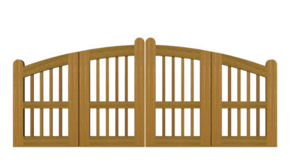 Rye open panelled bi fold gate iroko