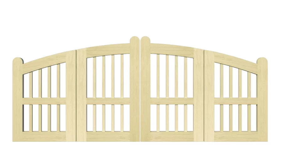 Rye open panelled bi fold gate pine_Scene 1