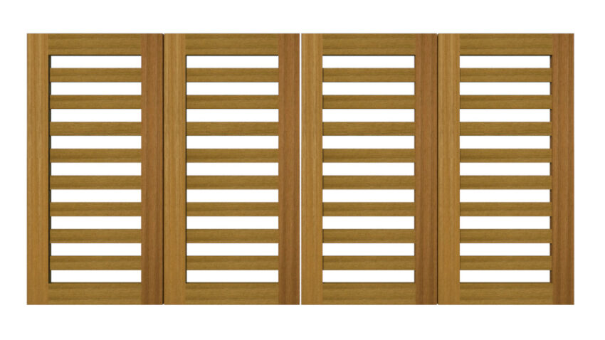 Salcombe open panelled bi fold gate iroko_Scene 1