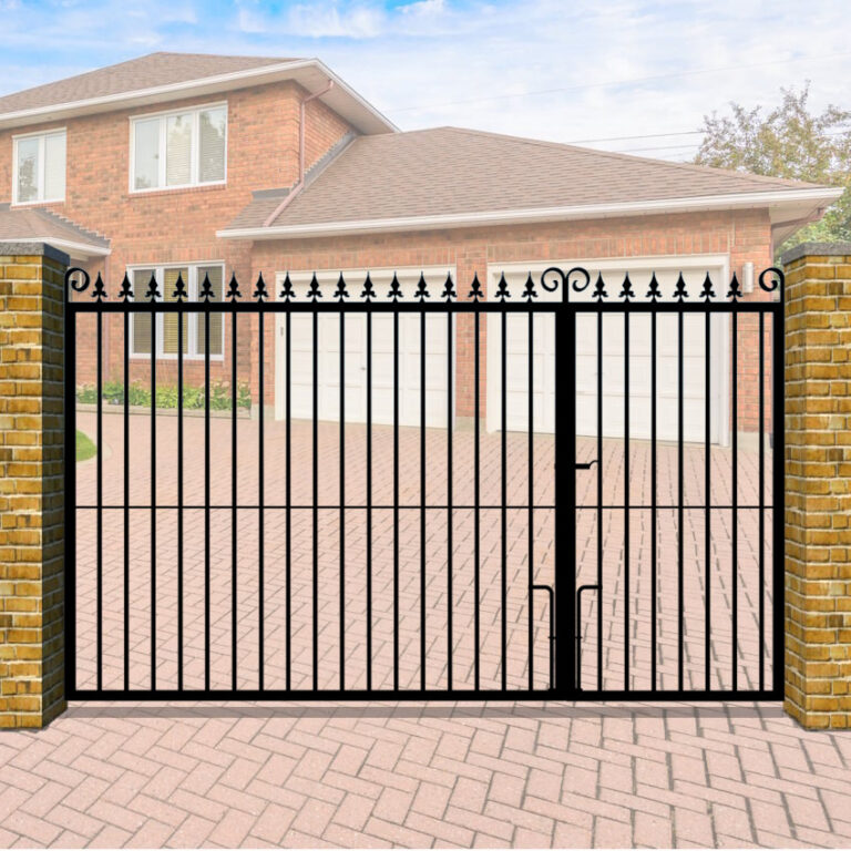 Flat Top Split Entrance Gate with Vertical Bars - The Farnborough