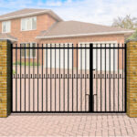 Flat Top Split Entrance Gate with Vertical Bars - The Heathfield