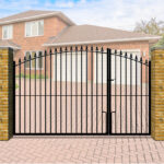 Metal Split Driveway Gate The Wycombe - bow top with vertical bars