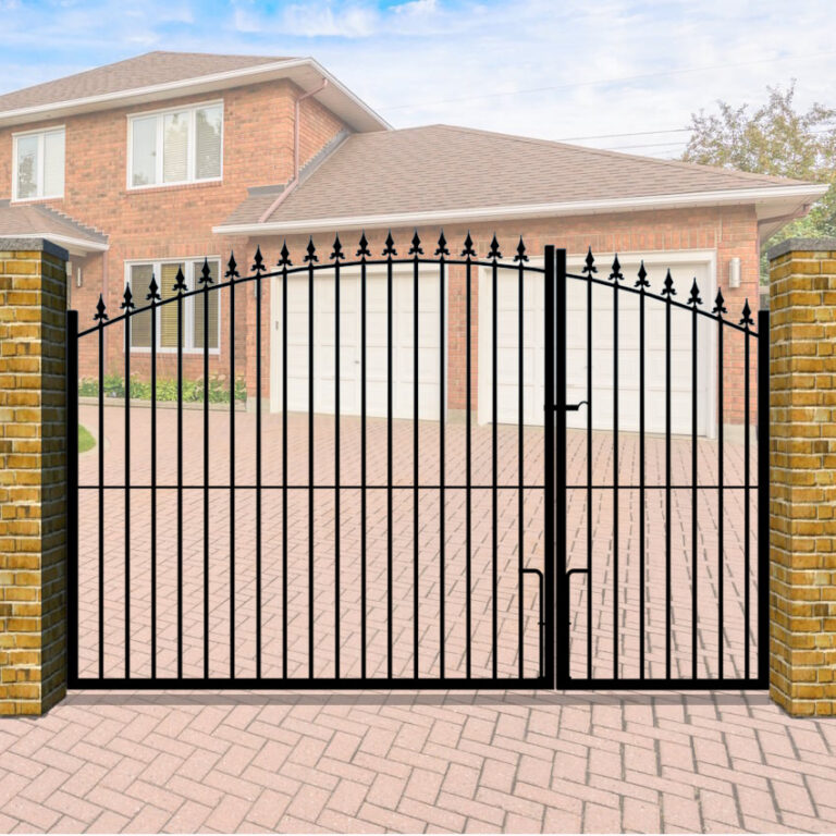 Metal Split Driveway Gate The Wycombe - bow top with vertical bars