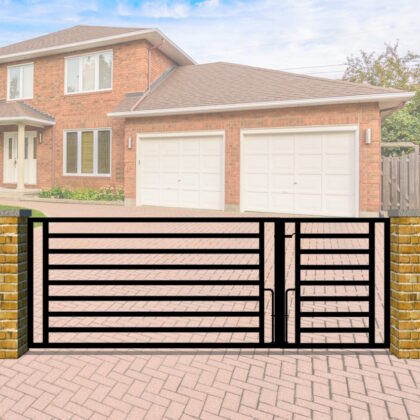 Modern Split Entrance Gate - Flat Top - Low - The Camden Low