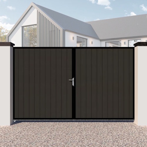 Composite-Driveway-Gates. Metal framed with anthracite grey cladding.
