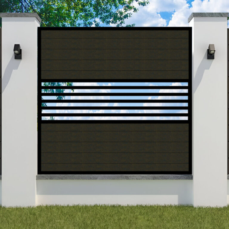 Modern Composite Fence Panel - anthracite with metal frame - The Westgate