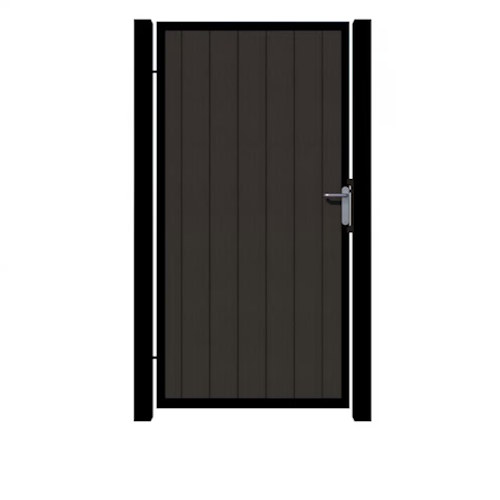 Composite side gate with metal frame and grey cladding