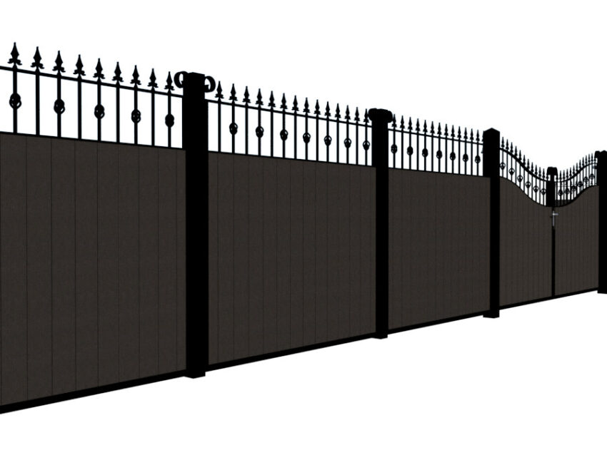 Westfield Modern Composite Fence Panel - anthracite with metal frame - run with gate