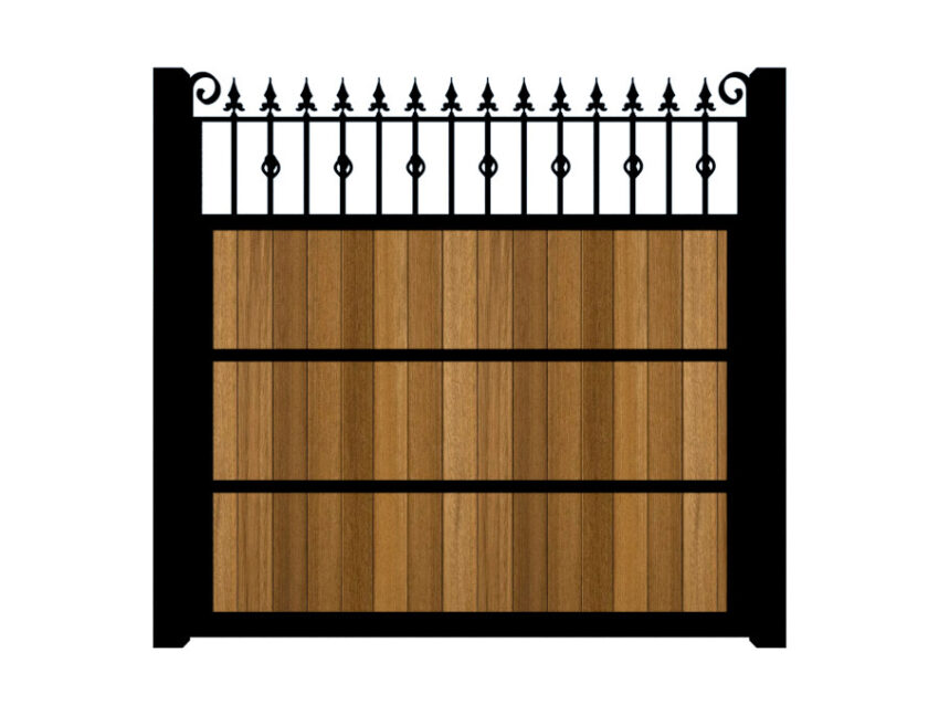 Metal Framed Fence Panel with Iroko Hardwood - The Aberdeen - rear