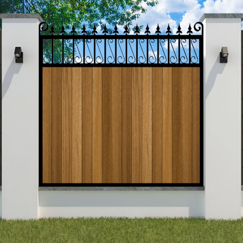 Metal Framed Garden Fence Panel - The Lemmington - flat top
