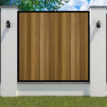 York Iroko Fence Panel - metal framed flat top