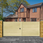 Flat Top Modern Wooden Driveway Gate - The Newport Low