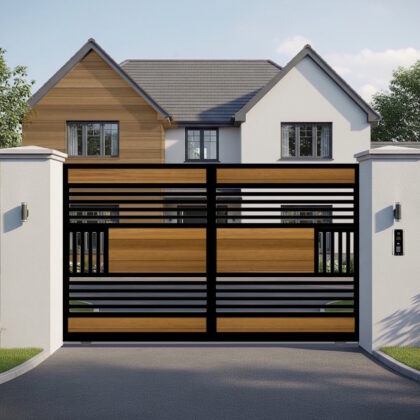 Modern Sliding Gate - The Harogate - Flat Top - Horizontal