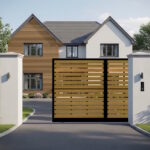 Modern Sliding Gate - The Kingston - Flat Top - Horizontal Slatted - opening