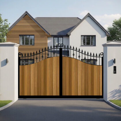 Sliding Gate - vertical Cladded Swan Top - The Aberdeen