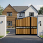 Sliding Gate - vertical Cladded Swan Top - The Southwark - opening