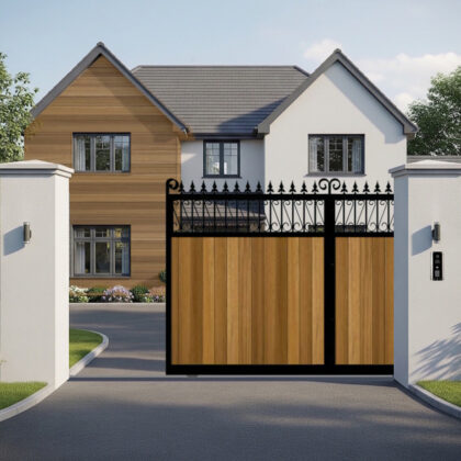 Sliding Gate - vertital Cladded - The Lemmington - opening