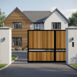Sliding Gate - vertital Cladded - The Sandbanks - open