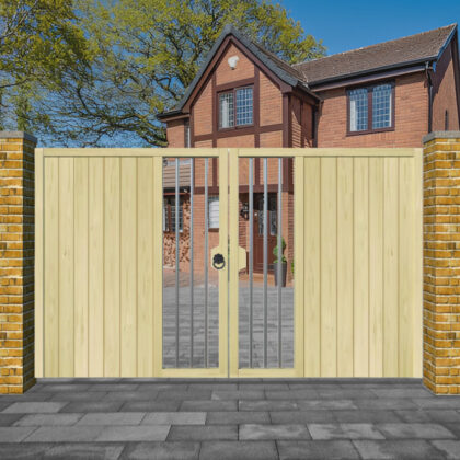 The Watergate - Flat Top Modern Wooden Driveway Gate