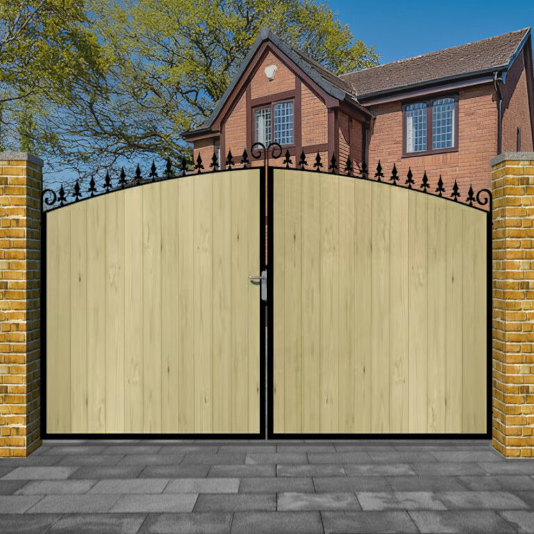Wooden Driveway Gate with Metal Frame - The Dorchester