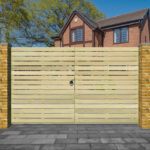 Wooden Driveway Gates - The Rakewood - Flat Top - slatted