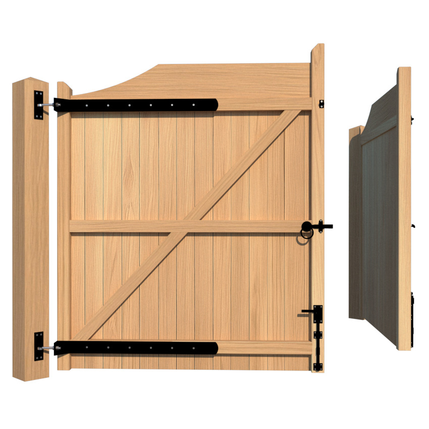3 Oak Driveway Gate - The Abbeywood - Flat top with vertical cladding