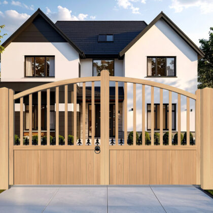 Bow Top with spindles - Oak Driveway Gate - the Christchurch