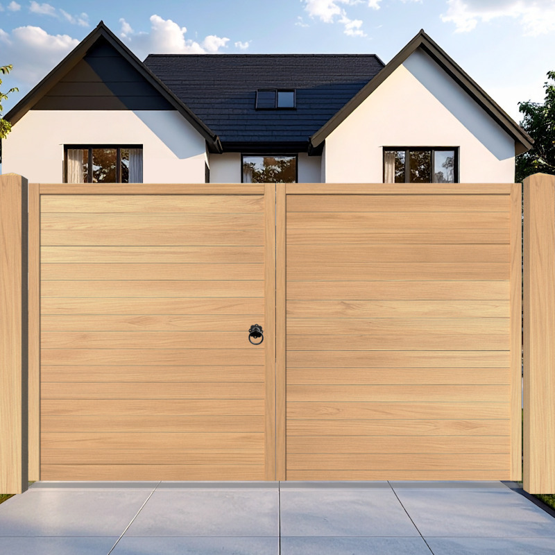 Modern Oak Driveway Gate The Newport