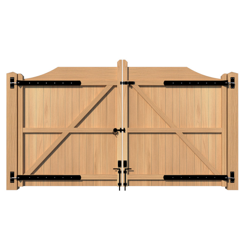 - Oak Driveway Gate - The Abbeywood - Flat top with vertical cladding