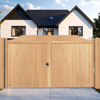 Oak Driveway Gate - The Abbeywood - Flat top with vertical cladding