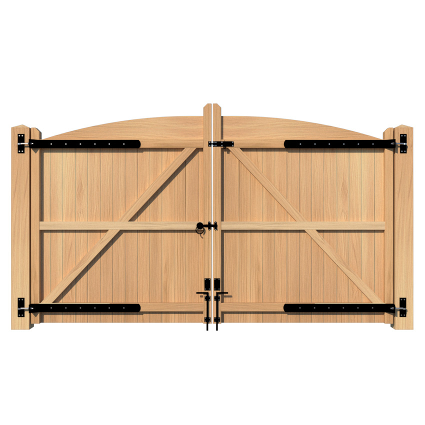 Oak Driveway Gate bow top The Earlswood rear