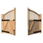 Oak Driveway Gate bow top with spindles - The Durham rear open