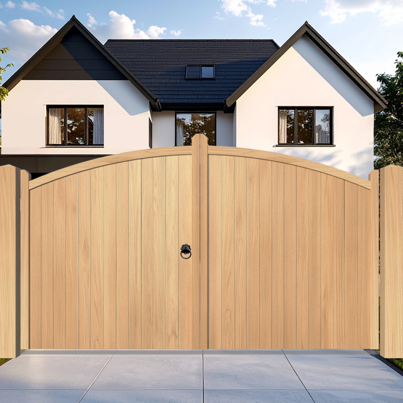Oak Driveway Gate elegant bow top design - The Chappelwood
