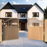 Oak Driveway Gate elegant design - The Norfolk - opening