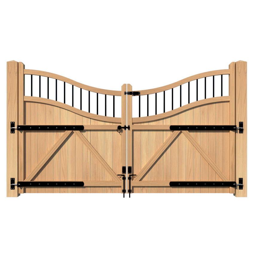 Oak Driveway Gate elegant design - The Outwood reverse - rear