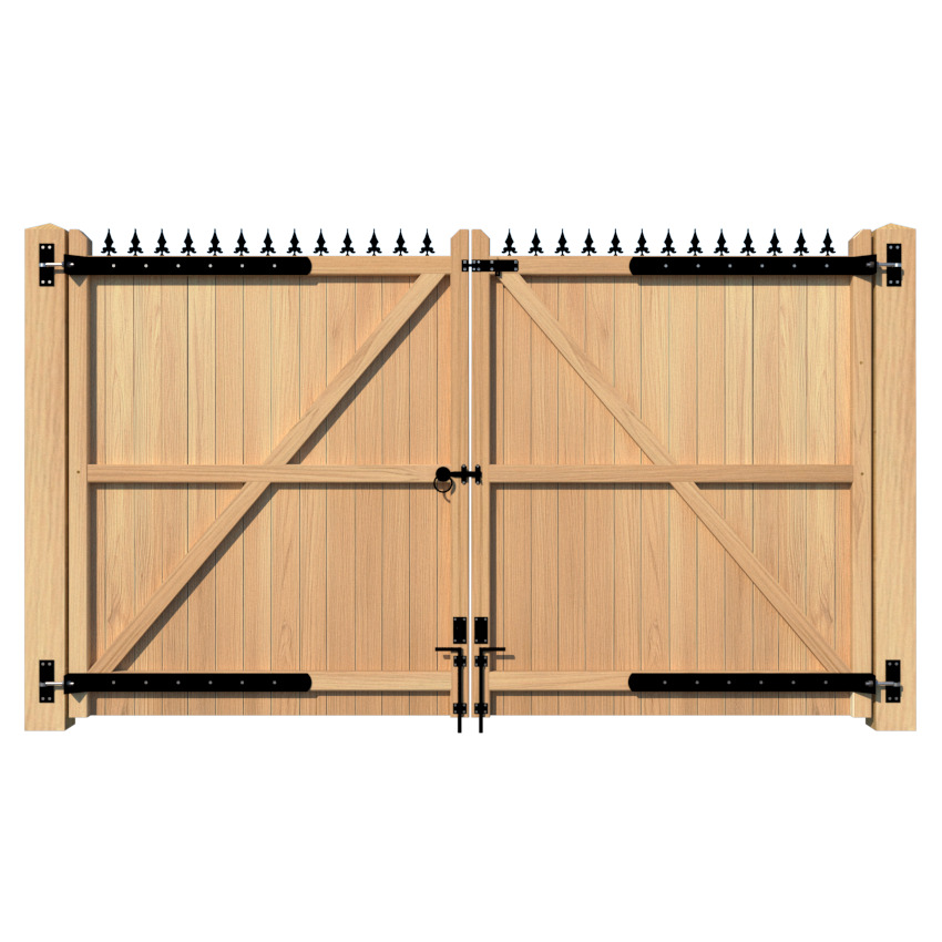 Oak Driveway Gate flat top with FDL header - The London - rear