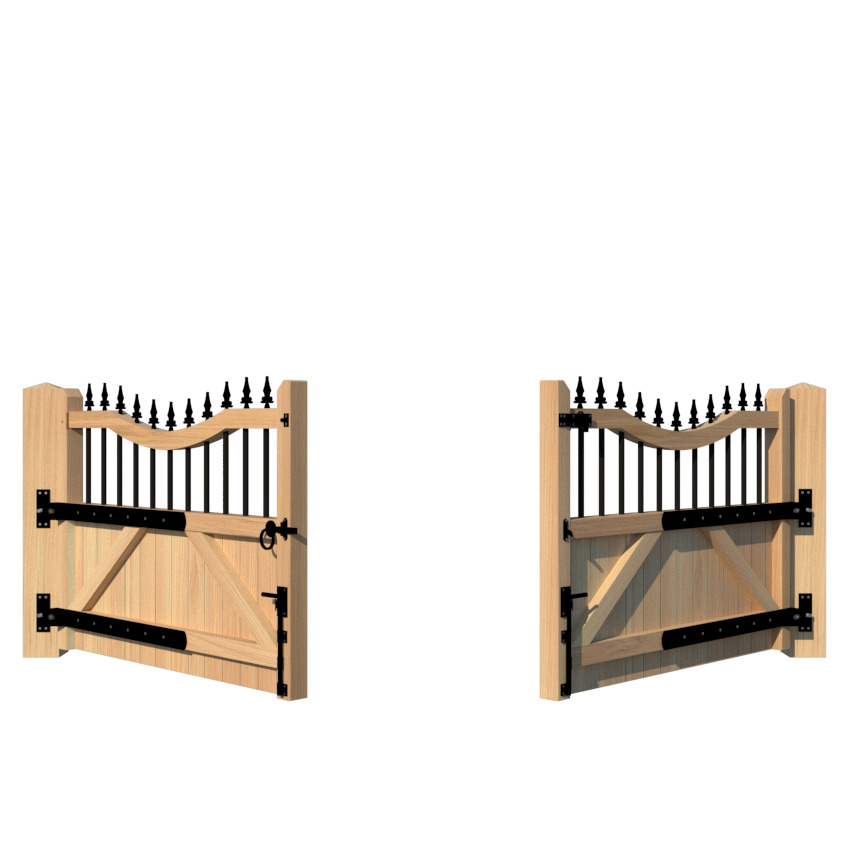Oak Driveway Gate inner bow low height - The Holmewood rear 2