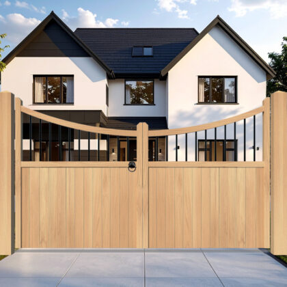 Oak-Driveway-Gate-inner-bow-top-with-spindles-The-Foxwood