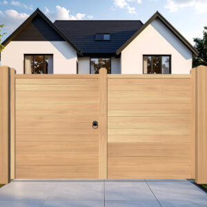 Oak Driveway Gate modern flat top - The Derby
