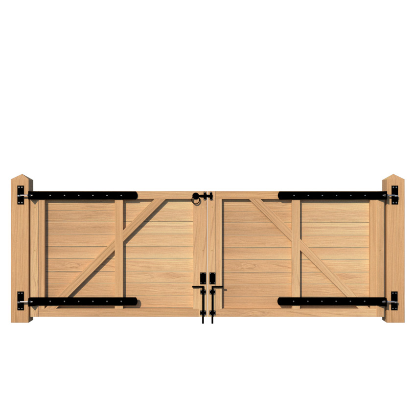 Oak Driveway Gate modern flat top - The Derby Low - rear