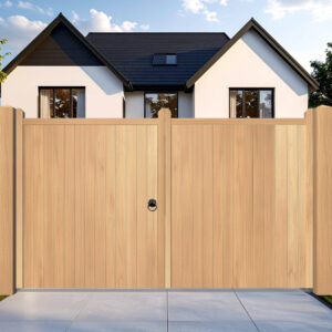 Solid Oak Driveway Gate - The Brentwood - Flat Top